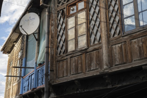 Tbilisi, Georgia. September 12th 2025. Typical old style Georgian wooden balconies on old houses in Tbilisi Old Town, Georgia