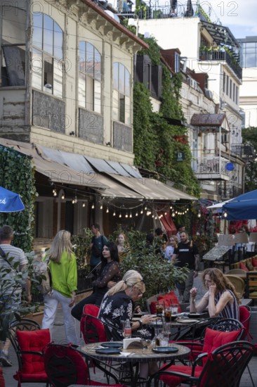 Tbilisi, Georgia. September 12th 2025 Streets of busy cafes, bars and restaurants in the Old Town of Tbilisi, Georgia