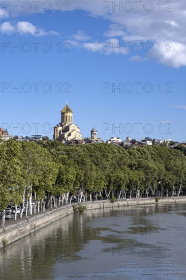 Tbilisi, Georgia. September 12th 2025. The Holy Trinity Cathedral of Tbilisi, commonly known as Sameba, the main cathedral of the Georgian Orthodox Church beside the Kura River, Tbilisi, Georgia