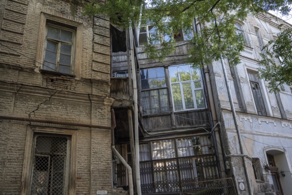 Tbilisi, Georgia. September 12th 2025. Traditional wooden and brick built old houses in Tbilisi Old Town, Georgia