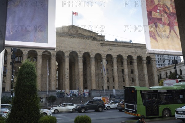 Tbilisi, Georgia. August 26th 2025. The Parliament of Georgia Building, meeting place of the Georgian Government, located at 8 Rustaveli Avenue, Tbilisi Georgia