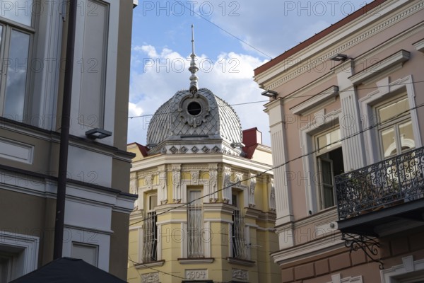 Tbilisi, Georgia. September 12th 2025. Traditional Georgian style domed roof of restored houses in Tbilisi Old Town, Georgia