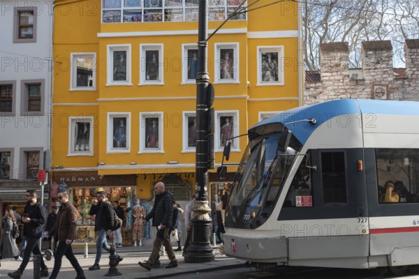 Istanbul, Turkey. January 3rd 2025 The Kabatas to Bagiclar Tram Line, the T1, Passing through historical districts, the Blue Mosque and Grand Bazaar, Istanbul, Turkey