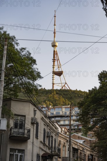 Tbilisi, Georgia. August 19th 2025. The TV telecommunications tower on top of Mtatsminda hill overlooking Tbilisi, capital of Georgia