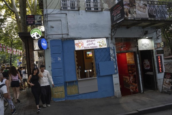 Tbilisi, Georgia. August 19th 2025 Busy nightlife with people visiting bars, cafes and restaurants in the Old Town district of Tbilisi, capital of Georgia