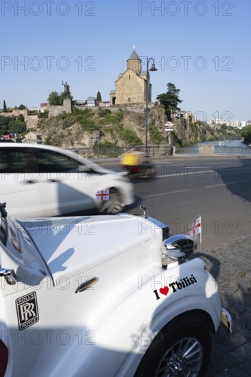 Tbilisi, Georgia. July 29th 2025. A car with Rolls Royce badges and I love Tbilisi stickers waiting to take tourists on a tour around the city, Tbilisi Old Town, Georgia
