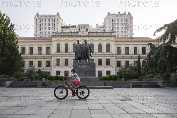 Tbilisi, Georgia. July 29th 2025. The old school building is a classic example of Georgian architecture along Shota Rustavelii Avenue, Tbilisi city center, Georgia