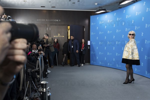 Pamela Anderson (actress) in front of photographers at a photocall for the film Rosebush Pruning at the Berlinale at the Hyatt Hotel Berlin Berlin on 14.02.2026. The 76th Berlin International Film Festival will take place from 12 to 22 February 2026