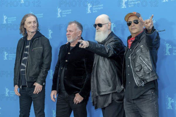 Sam Dunn, Tom Morello, Rob Halford at the photocall for the film The Ballad of Judas Priest at the Berlinale at the Hyatt Hotel Berlin on 15.02.2026. The 76th Berlin International Film Festival will take place from February 12 to 22, 2026