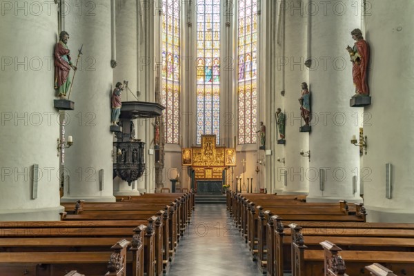 Interior of the Catholic parish church of St. Peter and Paul in Straelen, North Rhine-Westphalia, Germany