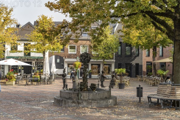 Market fountain on the market in Straelen, North Rhine-Westphalia, Germany
