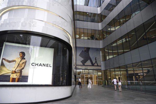 Bangkok, Thailand. March 19th 2025. Chanel fashion store advertisement displayed, near the entrance of Central Embassy Mall in a fashionable shopping district of Bangkok, Thailand