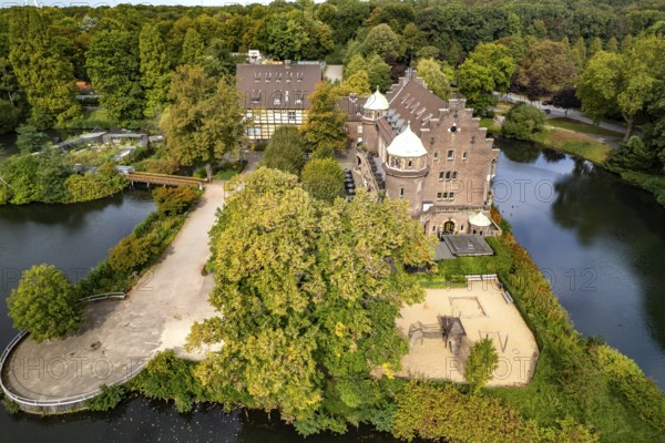 The Wasserschloss Haus Wittringen in Gladbeck seen from the air, Ruhr area, North Rhine-Westphalia, Germany