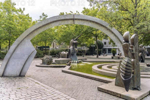 The Paradise Fountain in Fürth, Middle Franconia, Bavaria, Germany