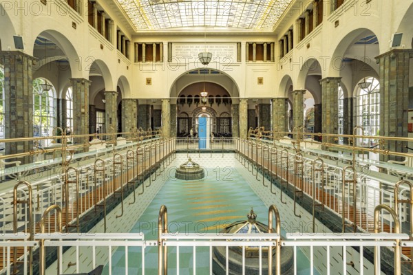 The fountain hall in the Bad Kissingen state swimming pool, Lower Franconia, Bavaria, Germany