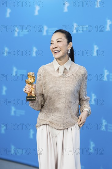 Michelle Yeoh with the Golden Bear at the photo call at the Hyatt Hotel Berlin on 13.02.2026. The 76th Berlin International Film Festival will take place from February 12 to 22, 2026