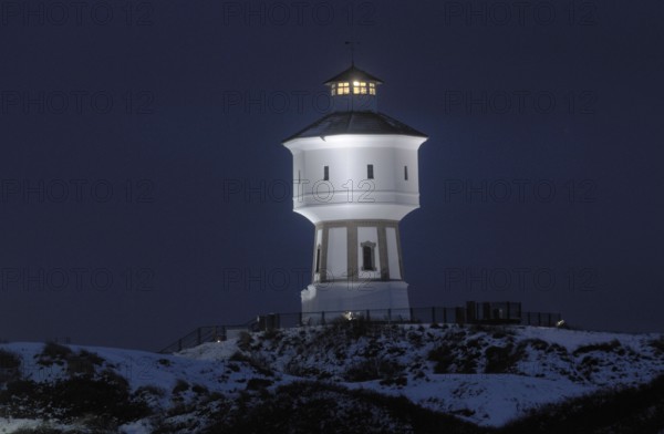 Water tower at night, Langeoog, Lower Saxony, Germany