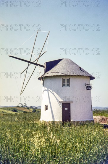 Ovelho Minho old mill historic windmill in rural area, Portugal, Europe 1969
