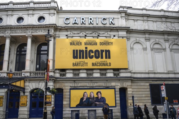 London, UK. January 29th 2025. Unicorn a play staring Nicola Walker and Stephen Mangan at The Garrick Theatre is a West End theatre, located in Charing Cross Road, in the City of Westminster