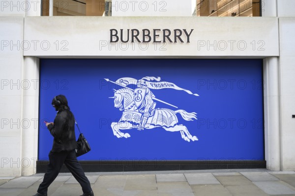 ALondon, UK. January 29th 2025. dvertising and brand marketing of Burberry, the well-known British fashion label with a flagship store in New Bond Street, Mayfair, London, UK
