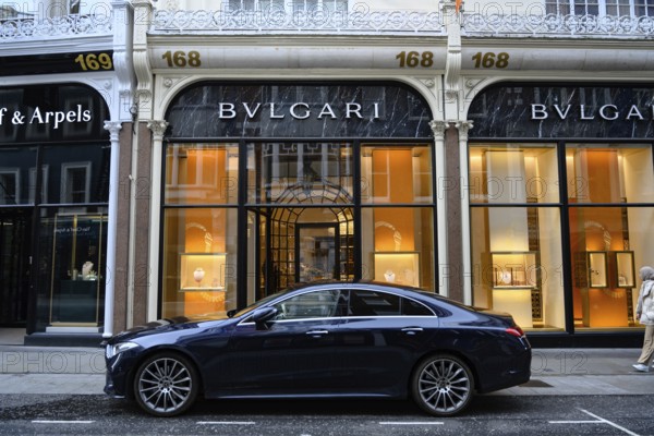 London, UK. January 29th 2025. BVLGARI Boutique at 168 New Bond Street in London, an upscale retailer of Italian designer jewellery and watches, the flagship store is located in the heart of London's West End shopping district, UK