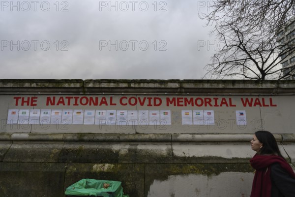 London, UK. January 31st 2025. The National Covid Memorial Wall in London is a public mural painted by volunteers to commemorate victims of the COVID-19 pandemic in the United Kingdom