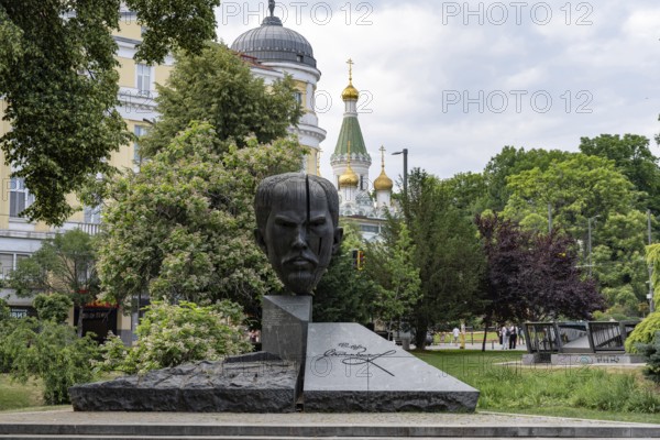 Sofia, Bulgaria. June 21st 2025. Monument to Stefan Nikolov Stambolov was a Bulgarian politician, journalist, revolutionary, and poet who served as Prime Minister, the sculpture features a split in the head representing his assassination, Sofia, Bulgaria