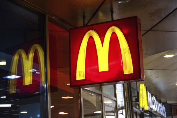 Sofia, Bulgaria. June 21st 2025. MacDonald's Corporation brand logo, known as the Golden Arches is an American multinational fast food chain, Sofia city center, Bulgaria