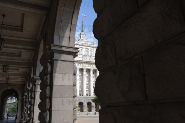 Sofia, Bulgaria. June 21st 2025. Former communist headquarters at The Largo, an architectural complex of three Socialist buildings around Independence Square, iconic landmarks of central Sofia, capital of Bulgaria