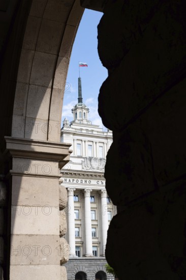 Sofia, Bulgaria. June 21st 2025. Former communist headquarters at The Largo, an architectural complex of three Socialist buildings around Independence Square, iconic landmarks of central Sofia, capital of Bulgaria