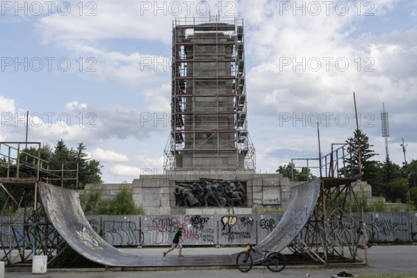 Sofia, Bulgaria. June 21st 2025. The partially dismantled and boarded up Monument of the Soviet Army in central Sofia built to commemorate the Red Army entering the Bulgarian capital