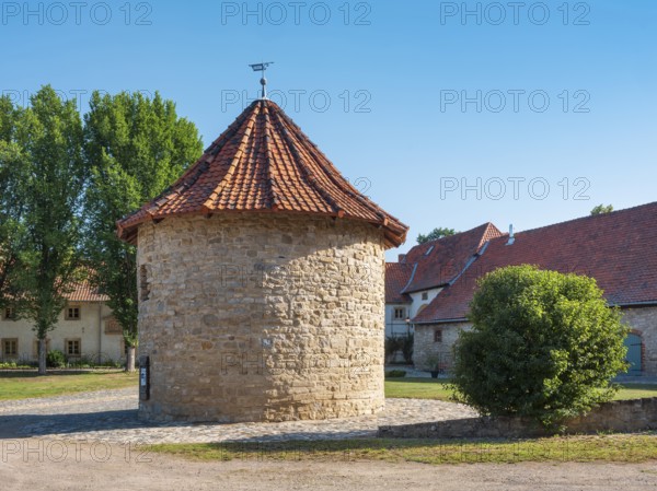 Hedersleben Abbey with dove tower, Taubenschlag, Saxony-Anhalt, Germany