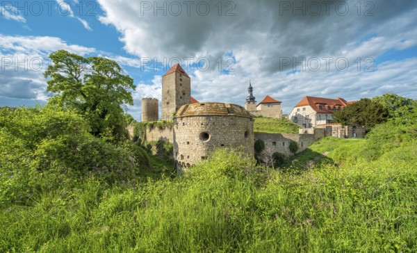 Querfurt Castle with defensive towers and bastion roundel, Querfurt, Saxony-Anhalt, Germany