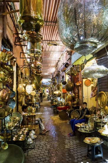 Alley with shops, Souk, Marrakech, Morocco