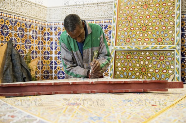 Tile Painter, Souk, Marrakech, Morocco