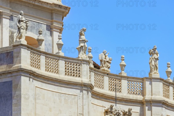 Badia di Sant'Agata church rooftop, low angle view, Catania, Sicily, Italy