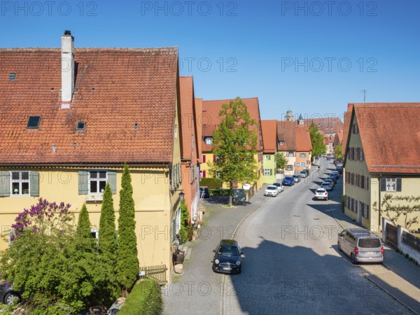 Street with typical town houses, Dinkelsbühl, Ansbach district, Middle Franconia, Bavaria, Germany