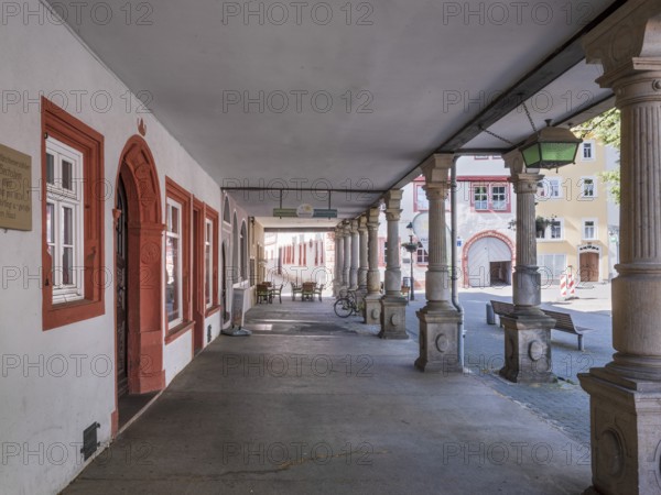 Arcades on the market square in Arnstadt, Thuringia, Germany