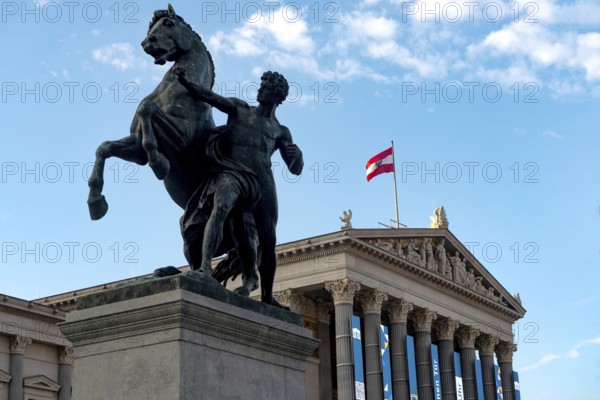 Vienna, Austria October 14th 2024 The Austrian Parliament Building (Parlamentsgebaude) in Vienna is where the two houses of the Austrian Government conduct sessions