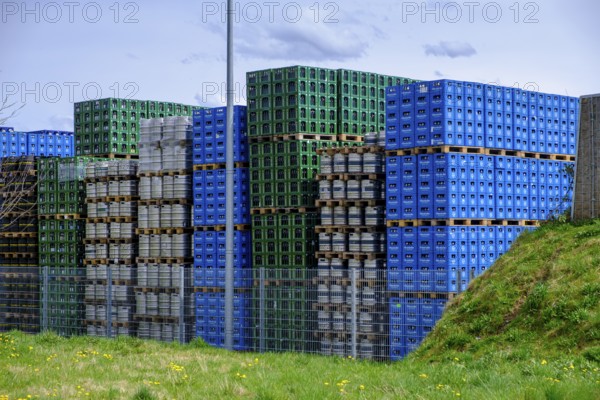 Bierkisten, Allgäuer brewhouse, Leuterschach, Ostallgäu, Swabia, Bavaria, Germany