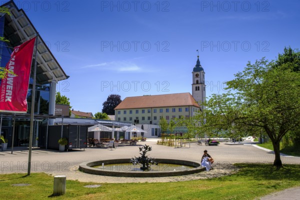 Former monastery, Wurzacher Ried Nature Conservation Center, St. Verena Parish Church, Wurzacher Ach, Bad Wurzach, Upper Swabia, Swabia, Baden-Württemberg, Germany