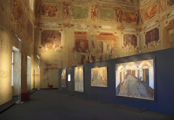 Gualtieri Palace, wall paintings and exhibition at Museo Documentario e Centro Studi Antonio Ligabue, Emilia-Romagna, Italy