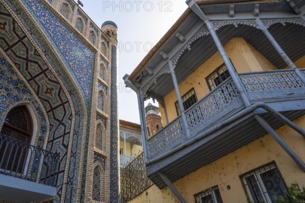 Tbilisi, Georgia. July 13th 2025. Beautiful traditional Georgian architecture in the Abanotubani or sulfur bath district of Old Tbilisi, Georgia