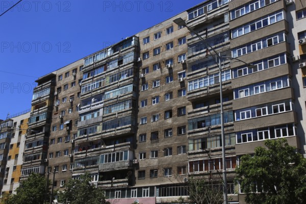 Romania, capital Bucharest, Bucuresti, old prefabricated buildings in Ceausescu style