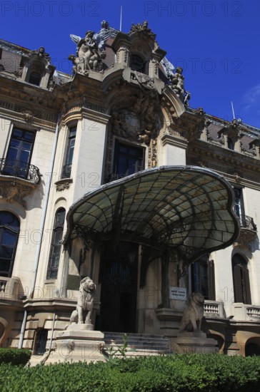Romania, capital Bucharest, Bucuresti, main entrance to the Cantacuzino Palace, the George Enescu Memorial Museum