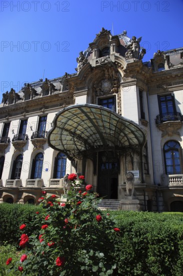 Romania, capital Bucharest, Bucuresti, main entrance to the Cantacuzino Palace, houses the George Enescu Memorial Museum