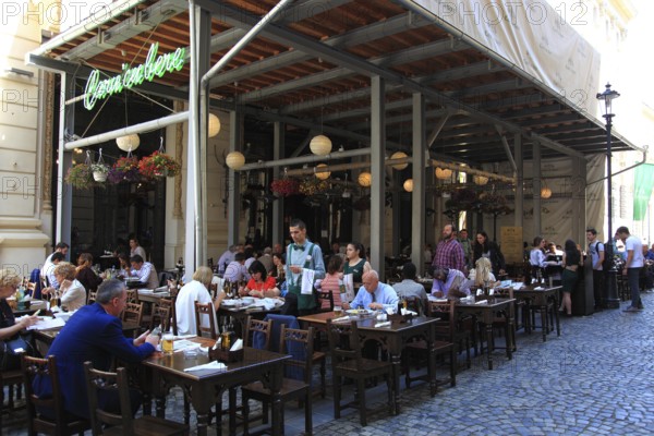 Romania, capital Bucharest, Bucuresti, the restaurant and bar Caru cu Bere, a beer palace with tradition in the Lipscani district