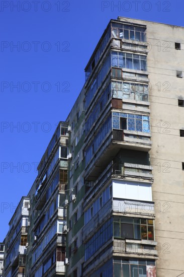Romania, capital Bucharest, Bucuresti, old prefabricated buildings in Ceausescu style in the center of the city