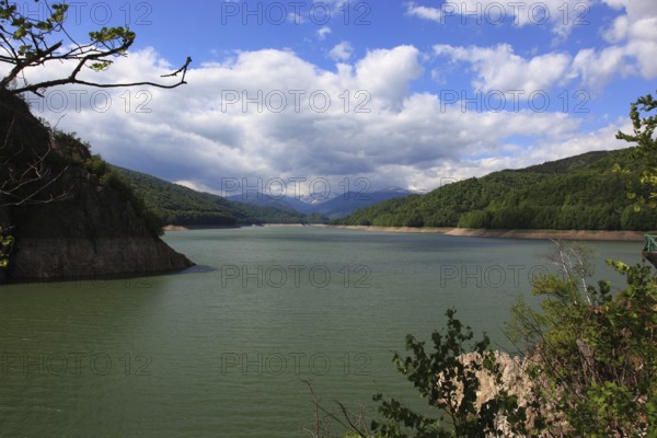 Lake Vidraru, Lacul Vidraru, an artificial reservoir in the Arges Valley in the Fagaras Mountains, South Carpathians, Romania