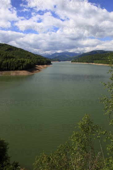 Lake Vidraru, Lacul Vidraru, an artificial reservoir in the Arges Valley in the Fagaras Mountains, South Carpathians, Romania